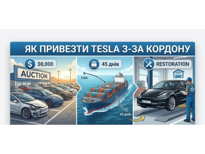 Як купити Tesla з-за кордону: повний чек-лист від аукціону до українських номерів