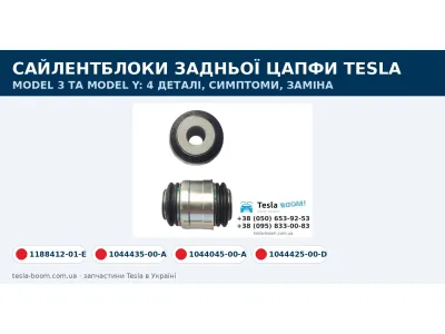 Сайлентблоки задньої цапфи Tesla Model 3 і Model Y: які бувають, симптоми зносу і заміна