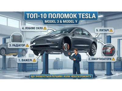 Топ-10 найчастіших поломок Tesla Model 3 та Model Y: що зношується першим і коли чекати ремонту