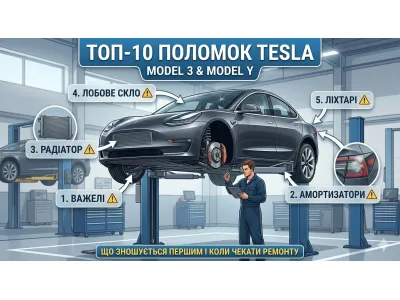Топ-10 найчастіших поломок Tesla Model 3 та Model Y: що зношується першим і коли чекати ремонту