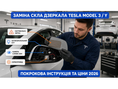 Заміна скла бокового дзеркала Tesla Model 3 і Model Y: повна інструкція