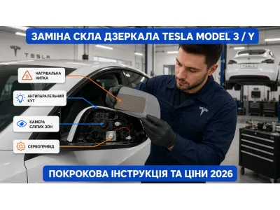 Заміна скла бокового дзеркала Tesla Model 3 і Model Y: повна інструкція